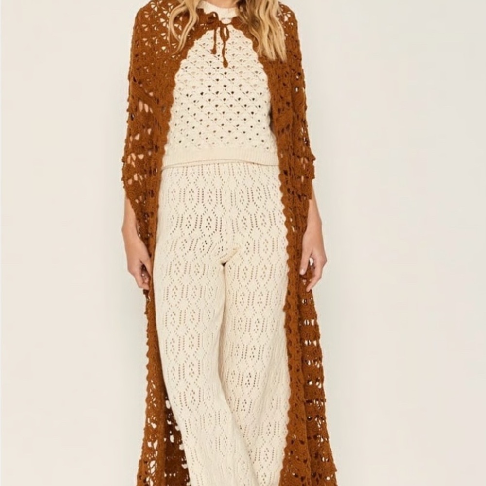 Stella Pardo Crocheted Long Poncho